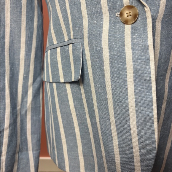 Philosophy Blue & White Striped Linen Blend Blazer – Sz S - Picture 7 of 9